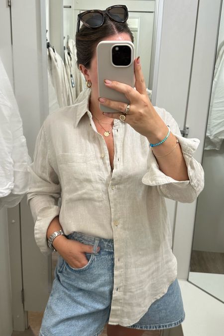 Perfect linen shirt in kaliko hue. This is so soft and moves well, just right for the heatwave and a classic capsule addition 

#LTKSeasonal #LTKeurope
