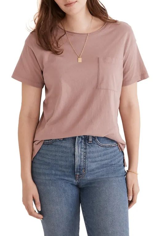 Madewell Oversize Softfade Cotton Pocket T-Shirt in Mauve Shadow at Nordstrom, Size X-Small | Nordstrom