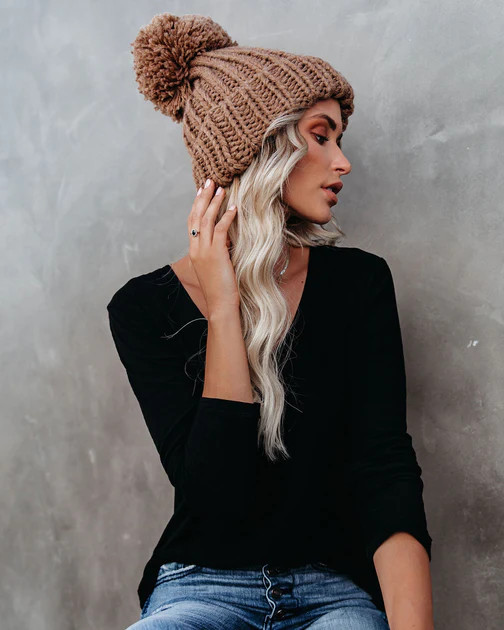 Fitch Pom Beanie - Mocha | VICI