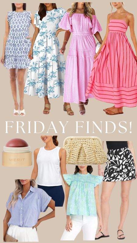 FRIDAY FINDS! New Belk finds, Amazon dresses, my favorite Merit cream blush (shade cheeky), CRZ athletic top, Amazon striped top, the cutest Belk top, rattan clutch and I can’t stop talking about this Target skort! 

#LTKfindsunder100 #LTKfindsunder50 #LTKxTarget