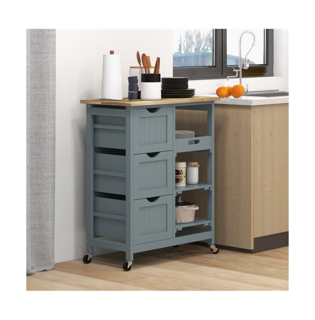 Kitchen Sideboard – Storage Buffet with Cabinets and Shelves for Dining and Kitchen Organization - Grey | Macy's