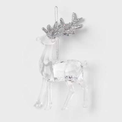Acrylic Deer with Glittered Antlers Christmas Tree Ornament Silver - Wondershop™ | Target