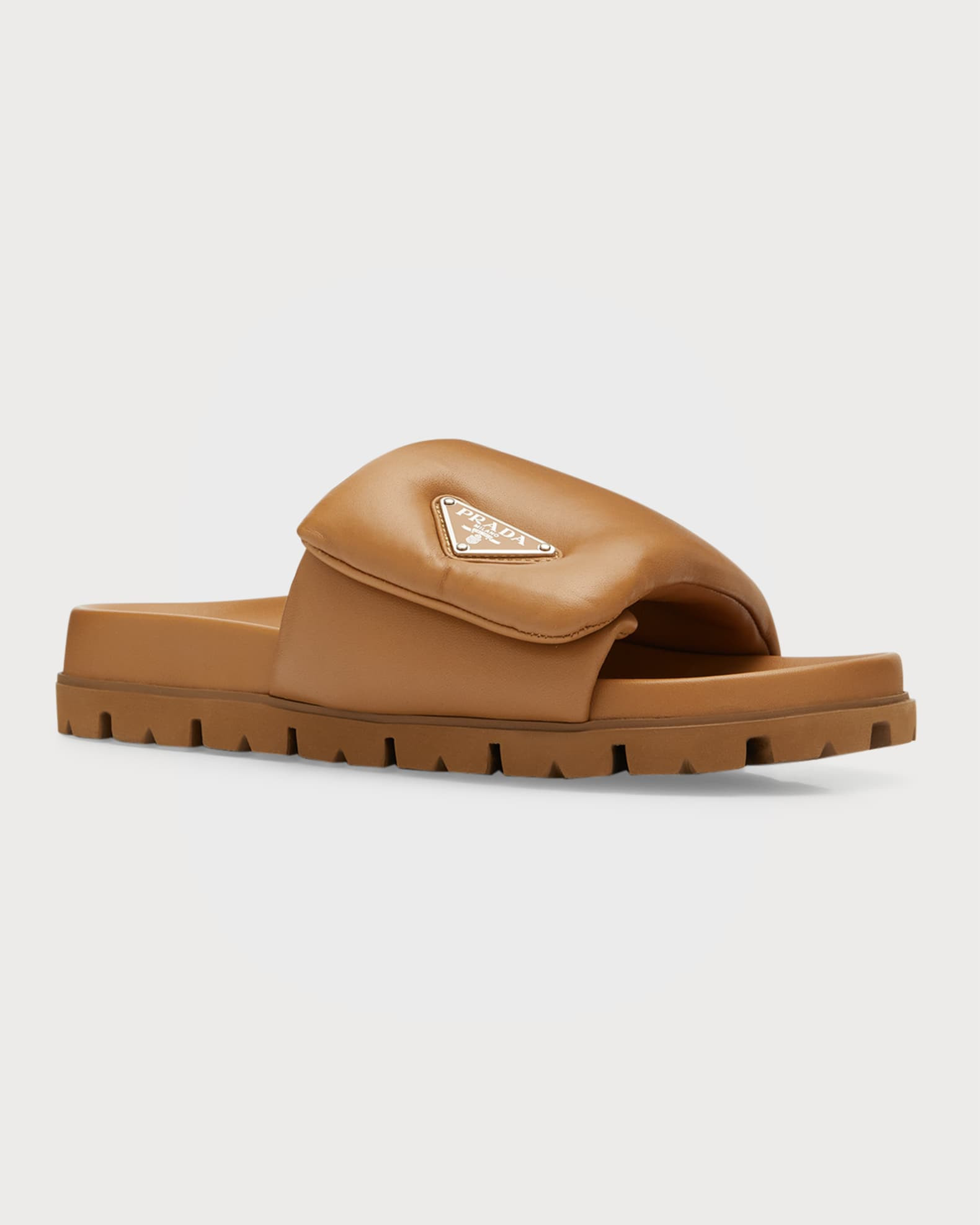 Padded Napa Leather Slides | Neiman Marcus