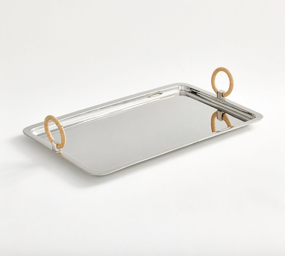 Silver & Rattan Handled Tray | Pottery Barn (US)