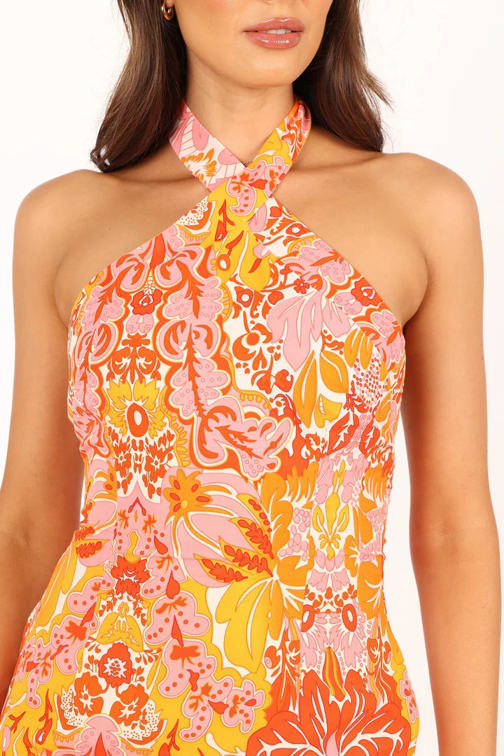 Elyse Halterneck Mini Dress - Pink Orange | Petal & Pup (US)