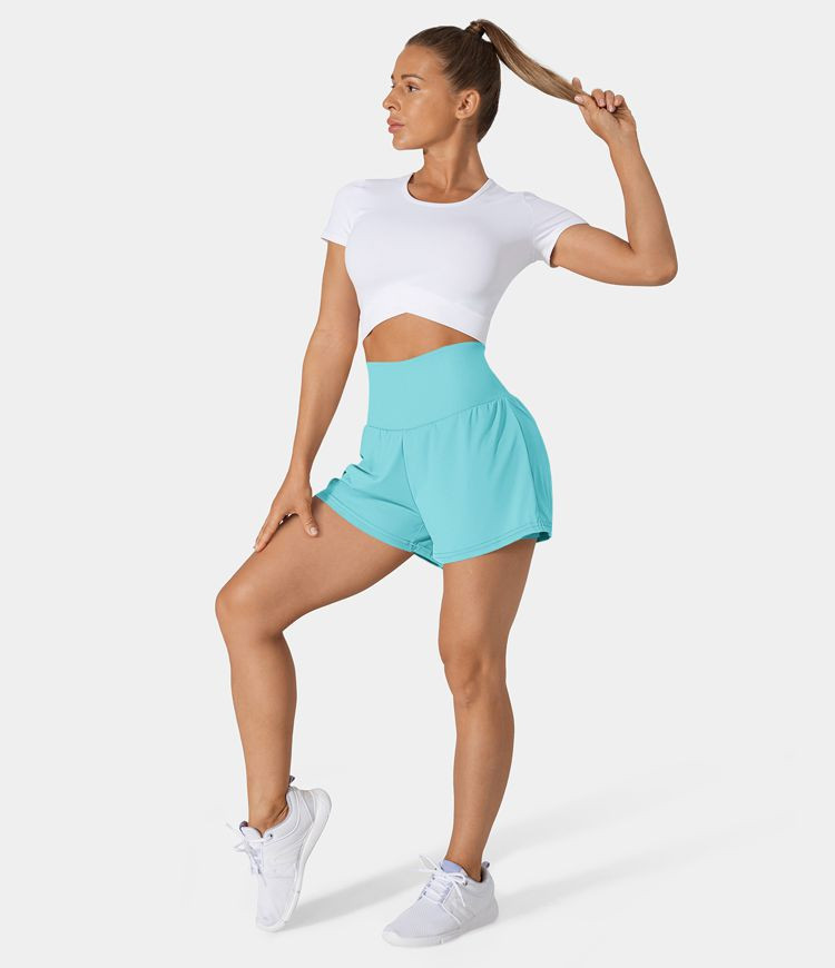 Women’s Super High Waisted Back Pocket & Side Hidden Pocket 2-in-1 Yoga Shorts 2.5" - Halara | HALARA