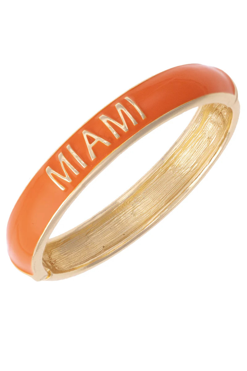 PREORDER 10/1: Miami Hurricanes Sculpted Enamel Hinge Bangle in Orange | CANVAS