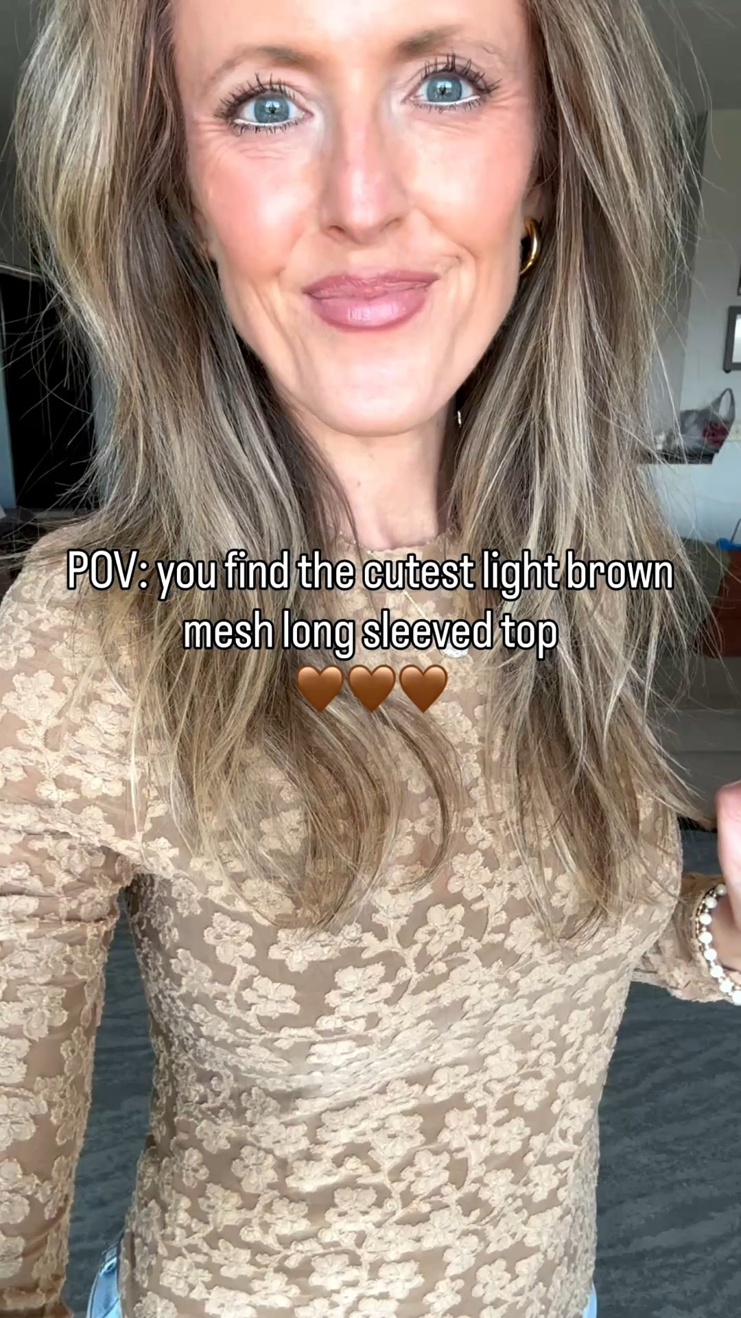 Absolutely loving this light brown floral mesh top! 🤎 Super soft and comfy and wearing on repeat, for sure! Wearing a small.

As an Amazon Influencer I earn commission on qualifying purchases.

Spring styles, neutral colored top, mesh top, mom style, date night inspo, casual outfit vibes 

#LTKmomlife #LTKMidsize #LTKootd