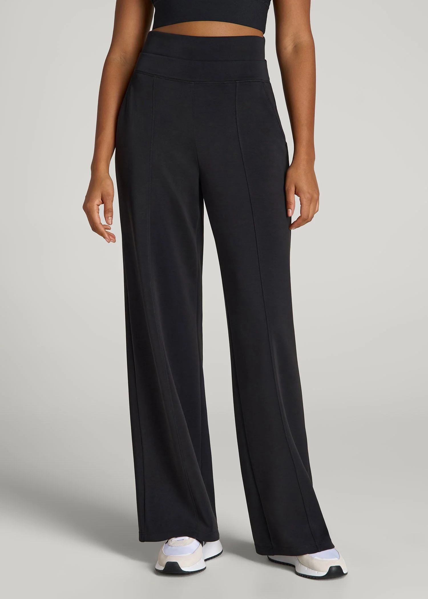 Soft Motion Wide Leg Ultra High Rise Pant for Tall Women in Black | American Tall