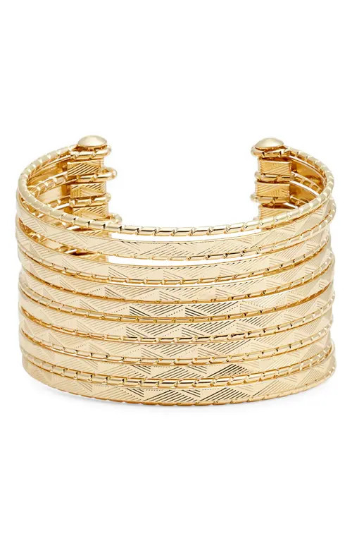 Nordstrom Textured Multiband Cuff Bracelet in Gold at Nordstrom | Nordstrom