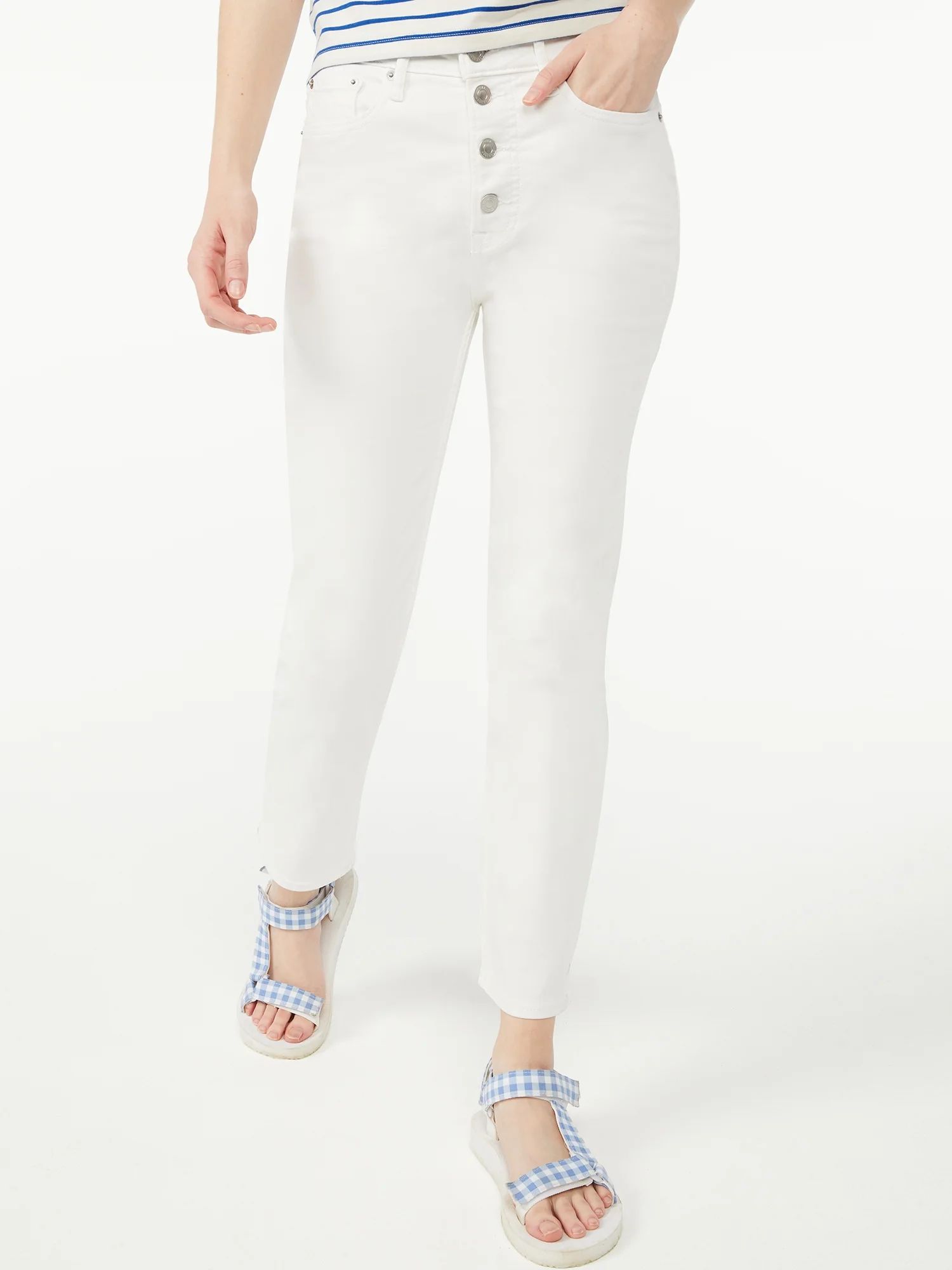 Free Assembly Women's Essential Slim Jeans with Exposed Button Front | Walmart (US)
