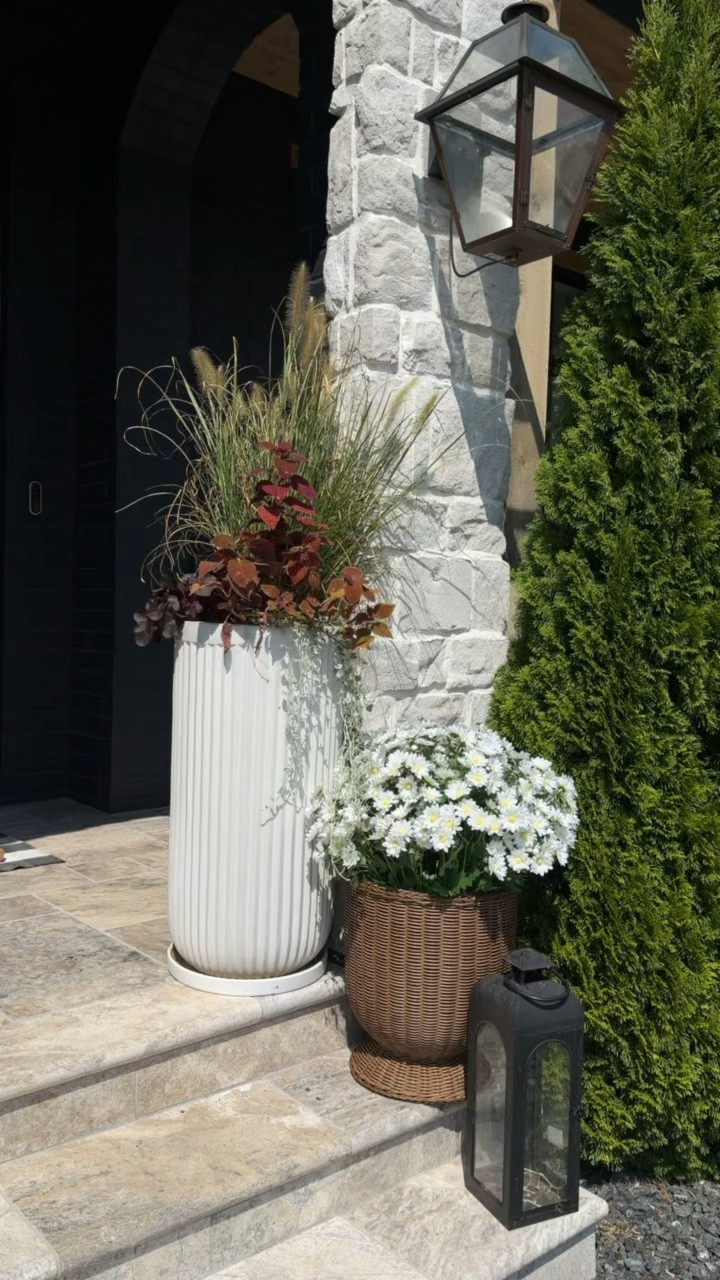 Planters I used for our front porch this fall! The woven planter basket is from Walmart (I got the 16in size), and the tall fluted planter is from Pottery Barn- both linked! 

Fall front porch || fall decor || fall home styling || Walmart decor ||

#LTKHome #LTKSeasonal