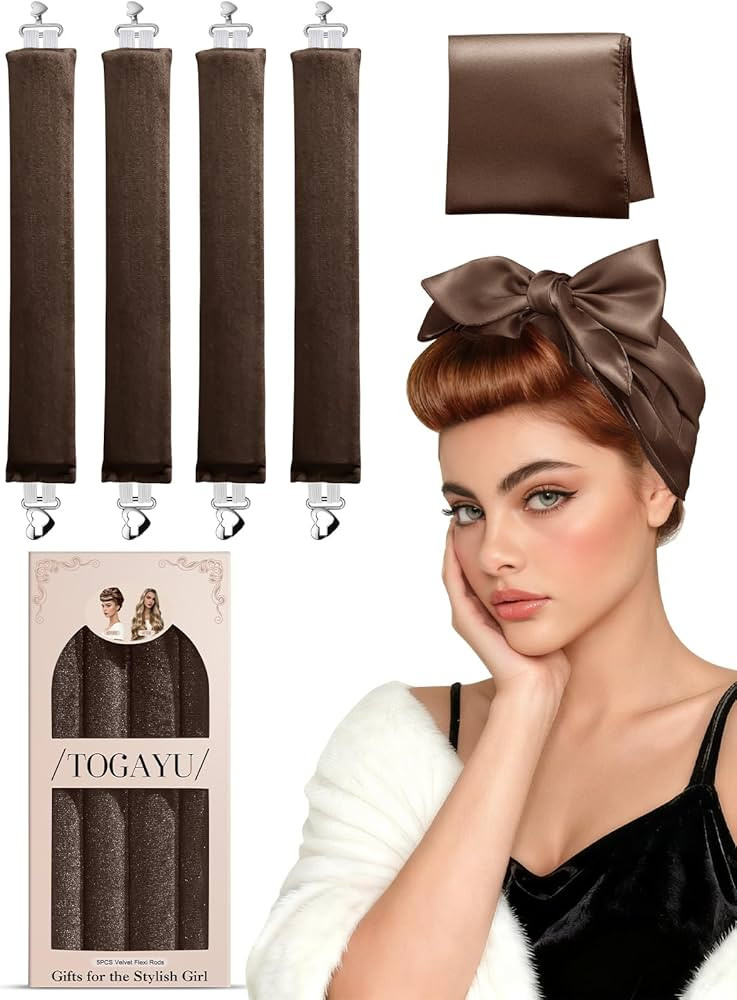 Heatless Curls Overnight Set - 4PCS Jumbo Velvet Hair Rollers to Sleep In, No-Damage Flexi Rods f... | Amazon (US)