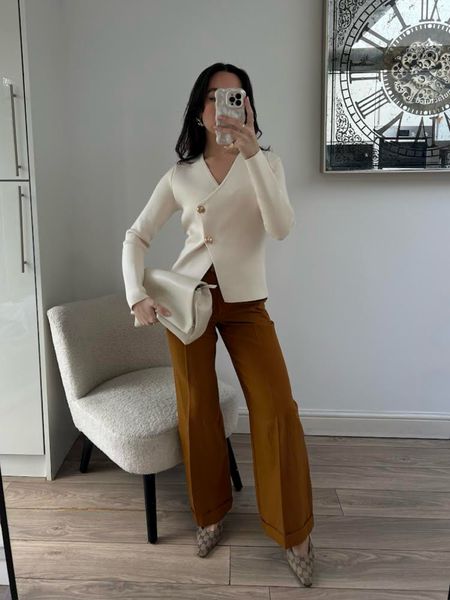 Cream outfit, neutral outfit, neutrals, Karen Millen trousers, Gucci heels, sling backs, cream cardigan, spring outfit, classic outfit, work outfit, office outfit inspo

#LTKeurope #LTKstyletip #LTKSeasonal