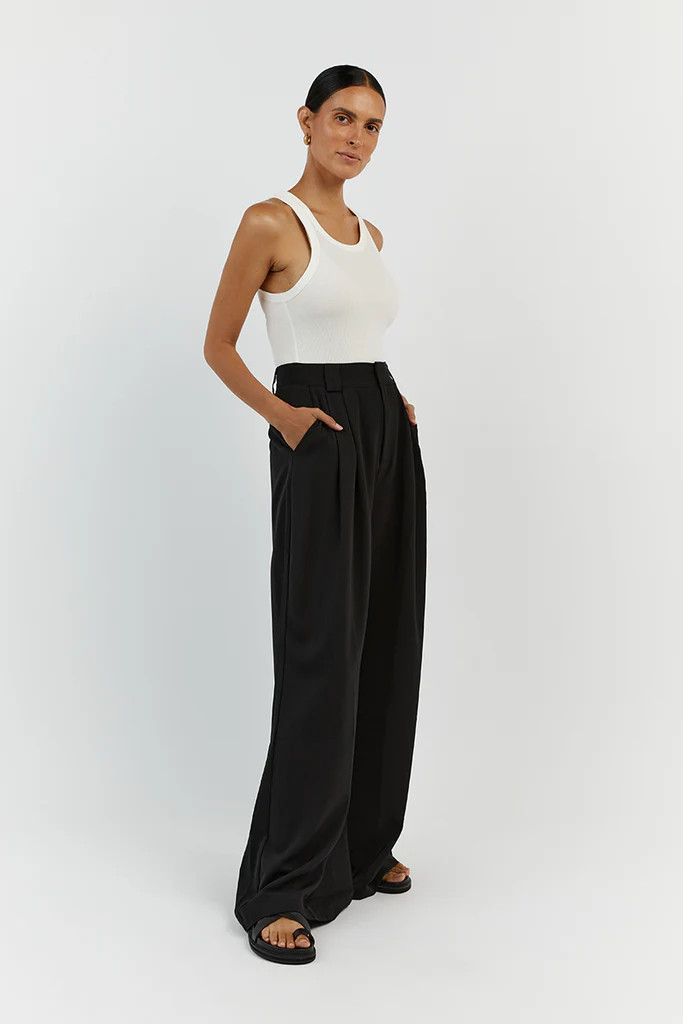 ZANDER BLACK WIDE LEG PANT | DISSH