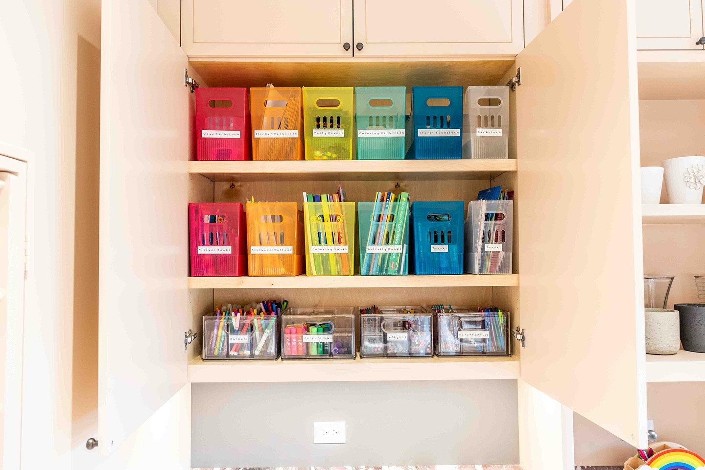 Pickwick craft + laundry room 🎨🖌️🧺

We artfully created a colorful system to help maintain this family of five’s new craft room. As the kids age and age out of activities - we wanted to make sure it would be able to grow with them over the years to come.

With kids home for summer, remember you never have to compromise on aesthetic for a good system.
.
.
.
#projectpickwick #CustomHomes #CraftRoomGoals #CraftRoomIdeas #ShaiOrganized  #mariekondo #austintexas #afreshstart #moveinready #moveinday #dreamhome #dreamcometrue #homeorganization #newhome #customhomes #austinrealestate #luxuryhomes #movingtoaustin  #austinprofessionalorganizer #kidsorganization #organizationtoys