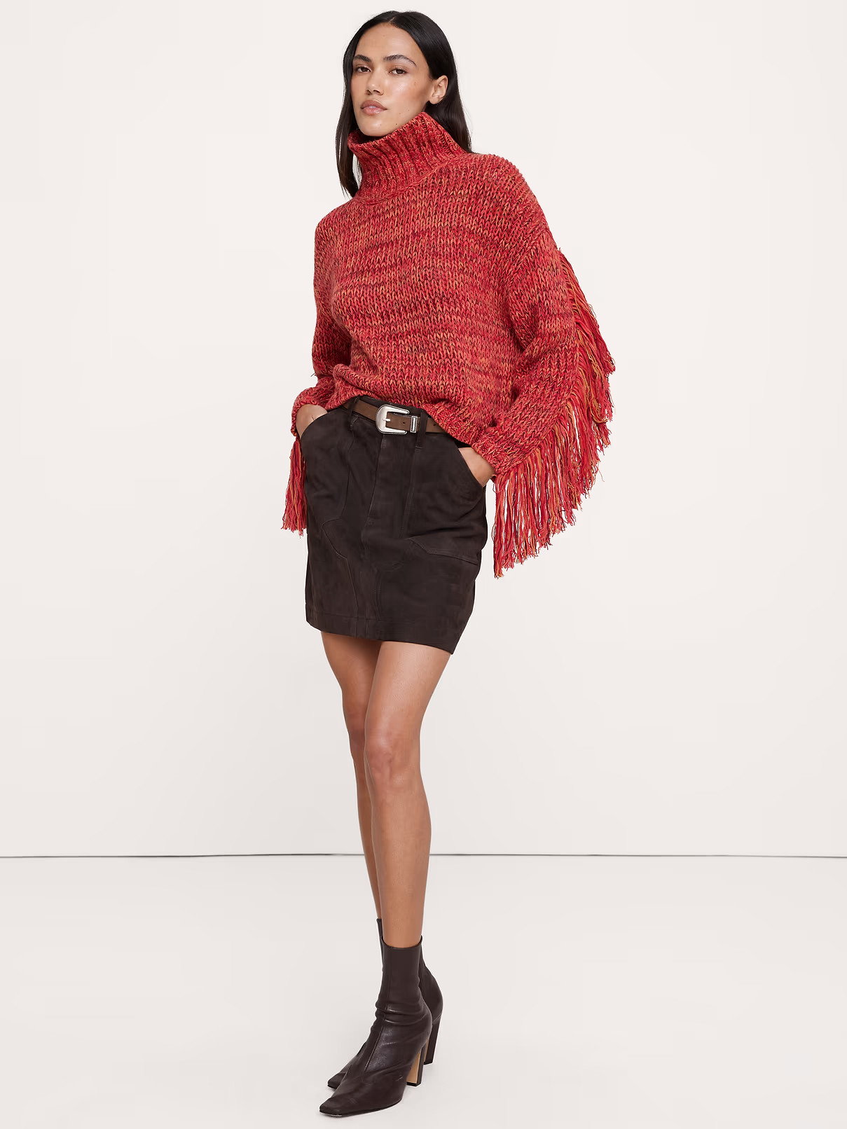 Marled Wool-Cotton Fringe Sweater | Banana Republic (US)