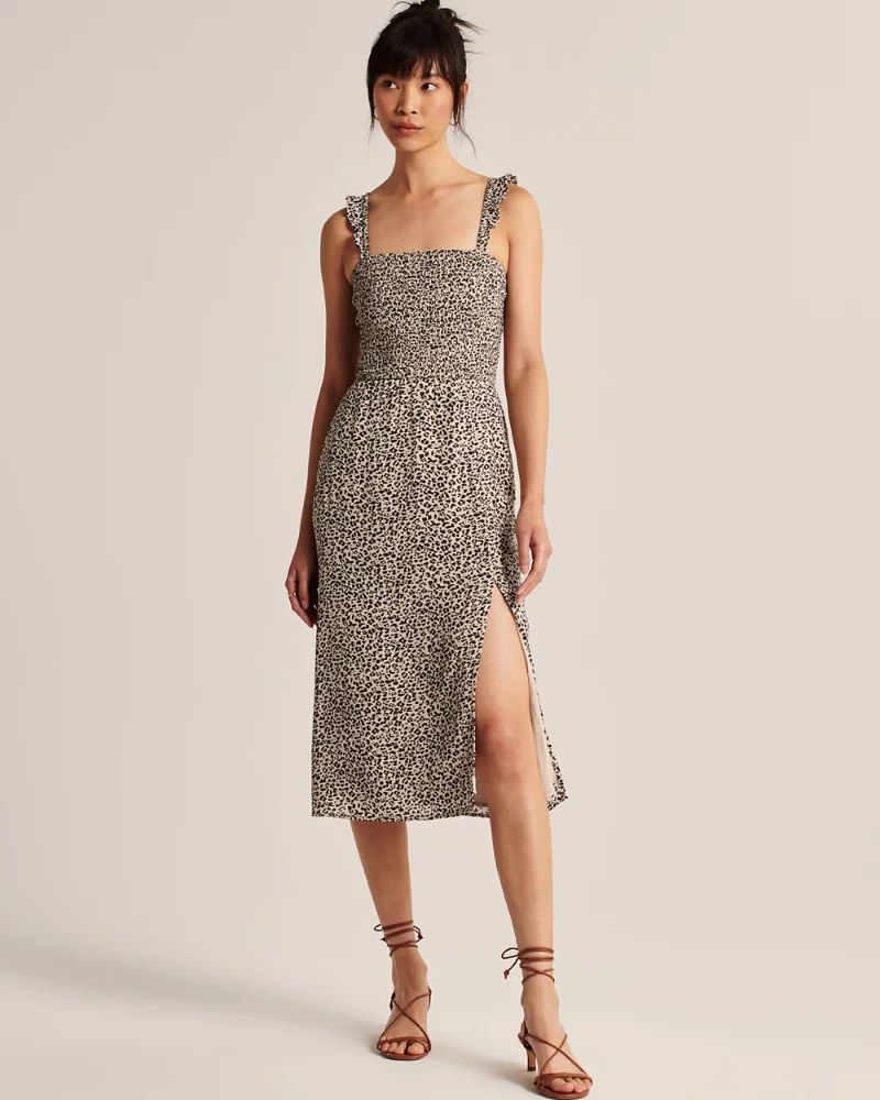 Smocked Midi Dress | Abercrombie & Fitch (US)