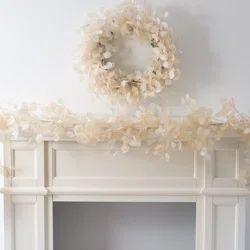 Dried Look Translucent Bleached Lunaria All Seasons Mantle Garland Table Runner | Wayfair Professional