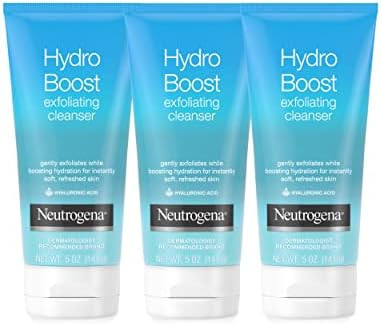 Value pack of 3, 5-ounce of Neutrogena Hydro Boost Exfoliating Daily Facial Cleanser with Hyaluro... | Amazon (US)