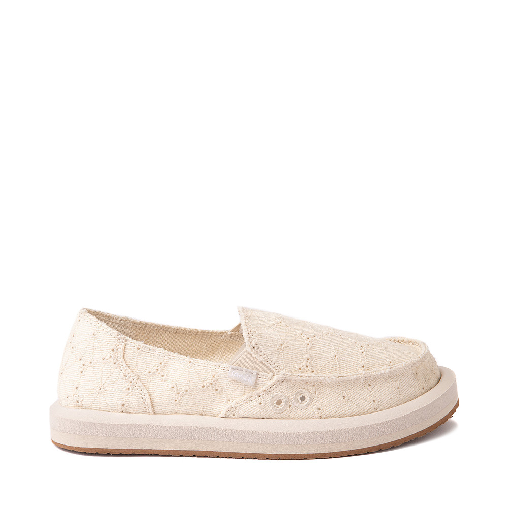 Womens Sanuk Donna ST Daisy Lace Slip On Casual Shoe - White | Journeys