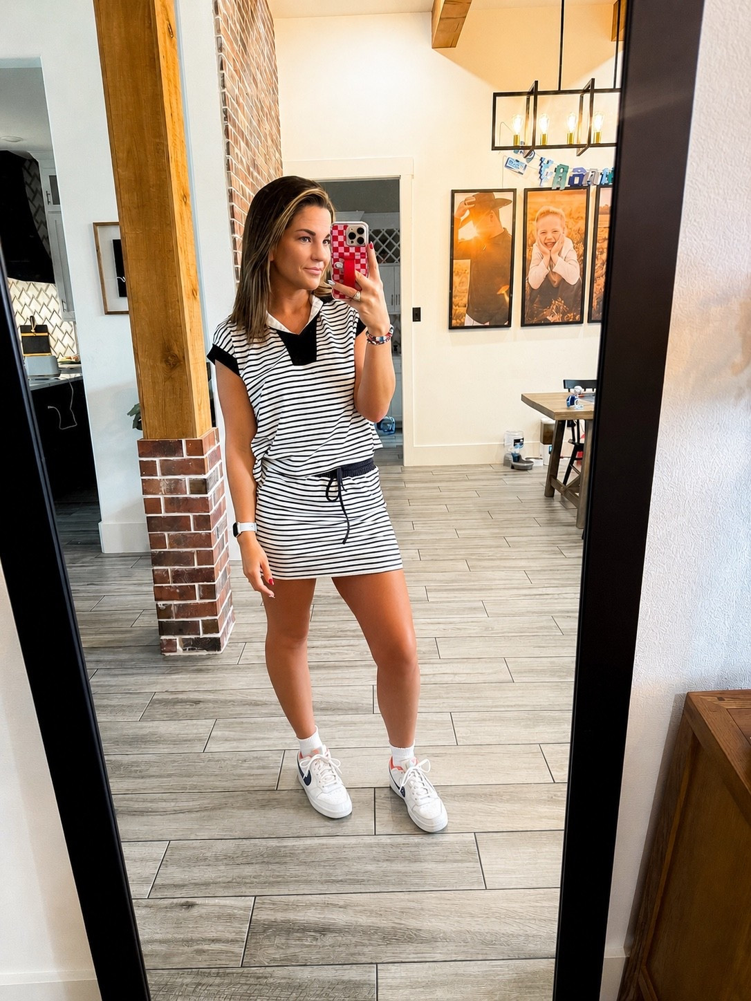 Love this set from Amazon under $37! True to size. Wearing a size small 

Striped 2 piece outfit. 
Casual sweatshirt shirt set 
Short sleeve set matching lounge sets 
Ruffle socks 
Sneakers

#LTKmomlife #LTKootd