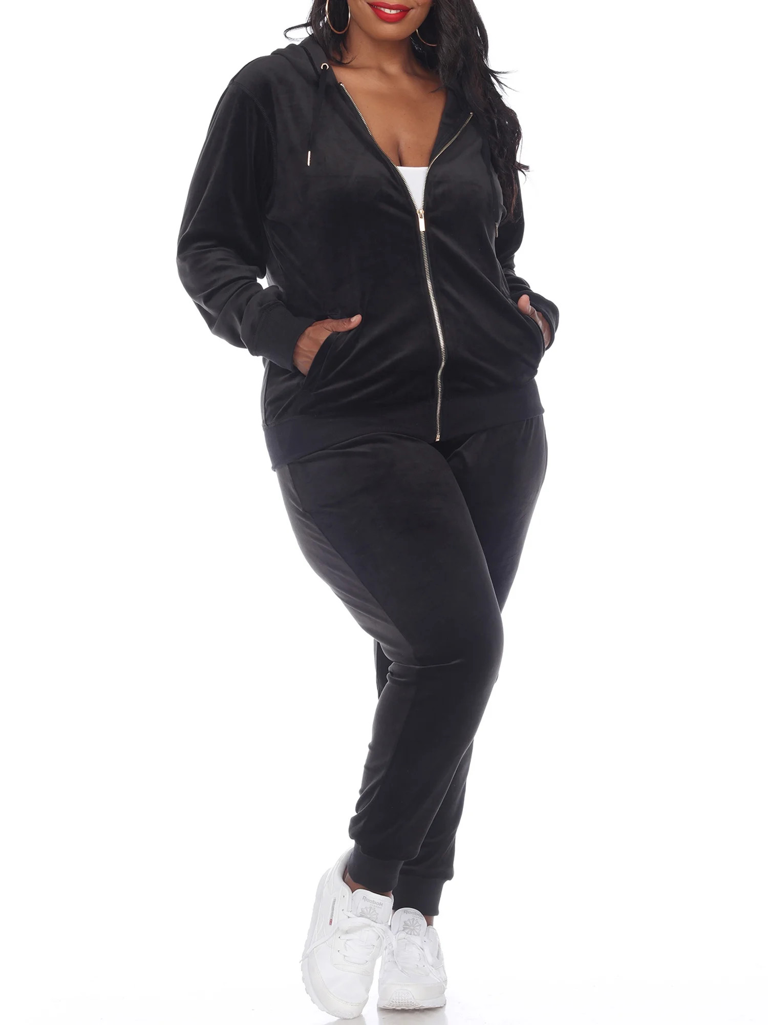 White Mark Women's Plus Size 2 Piece Velour Tracksuit Set | Walmart (US)