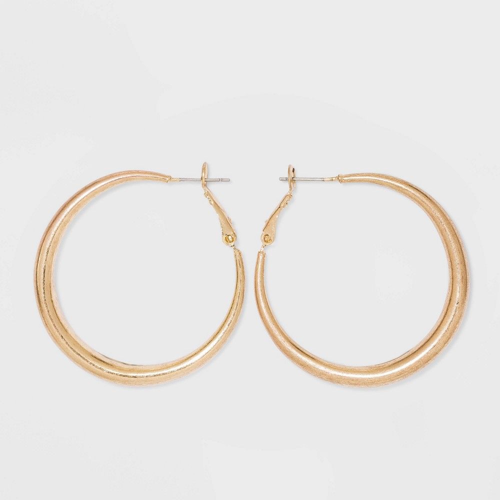 Worn Gold Hoop Post and Hinge Earrings - Universal Thread Gold | Target