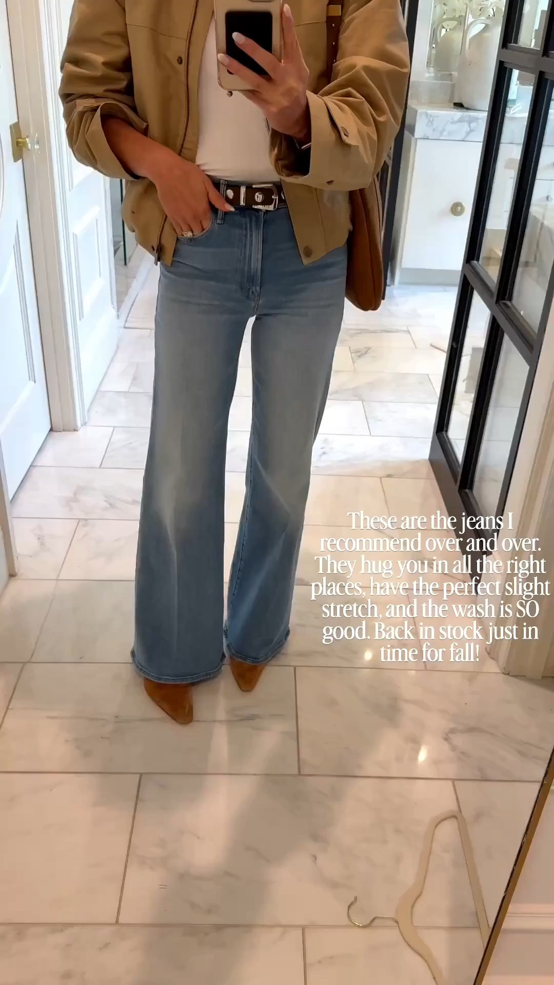 These are the jeans I recommend over and over. They hug you in all the right places, have the perfect slight stretch, and the wash is SO good. Back in stock just in time for fall!