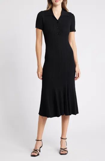 Julia Jordan Rib Short Sleeve Midi Sweater Dress | Nordstrom | Nordstrom