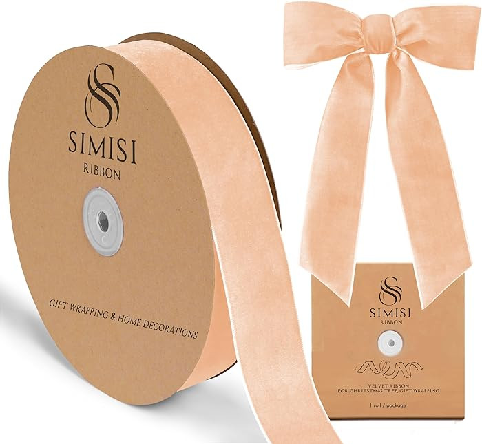 Champagne Velvet Ribbon 1.5'' 25 Yards for Christmas Tree, Gift Wrapping, Flower Bouquet, Wreath ... | Amazon (US)