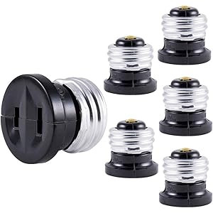 E26 Light Socket Plug Adapter, 6 Pack the US Standard Screw Light Socket Outlets, Two Holes Polar... | Amazon (US)