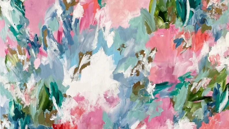 Pink Floral Abstract Frame TV Art by Amanda Toppe - Etsy | Etsy (US)