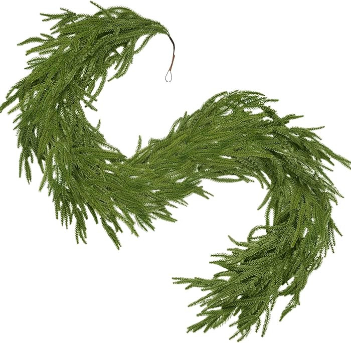 6FT Artificial Norfolk Pine Christmas Garland - Real Touch PE Faux Greenery, Waterproof Indoor Ou... | Amazon (US)