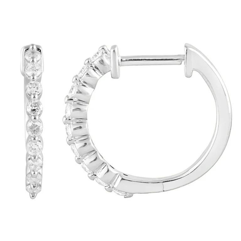 Unique Moments 1/4 ct Round Lab Grown Diamond Hoop Earring in Sterling Silver (J-SI-I1) | Walmart (US)