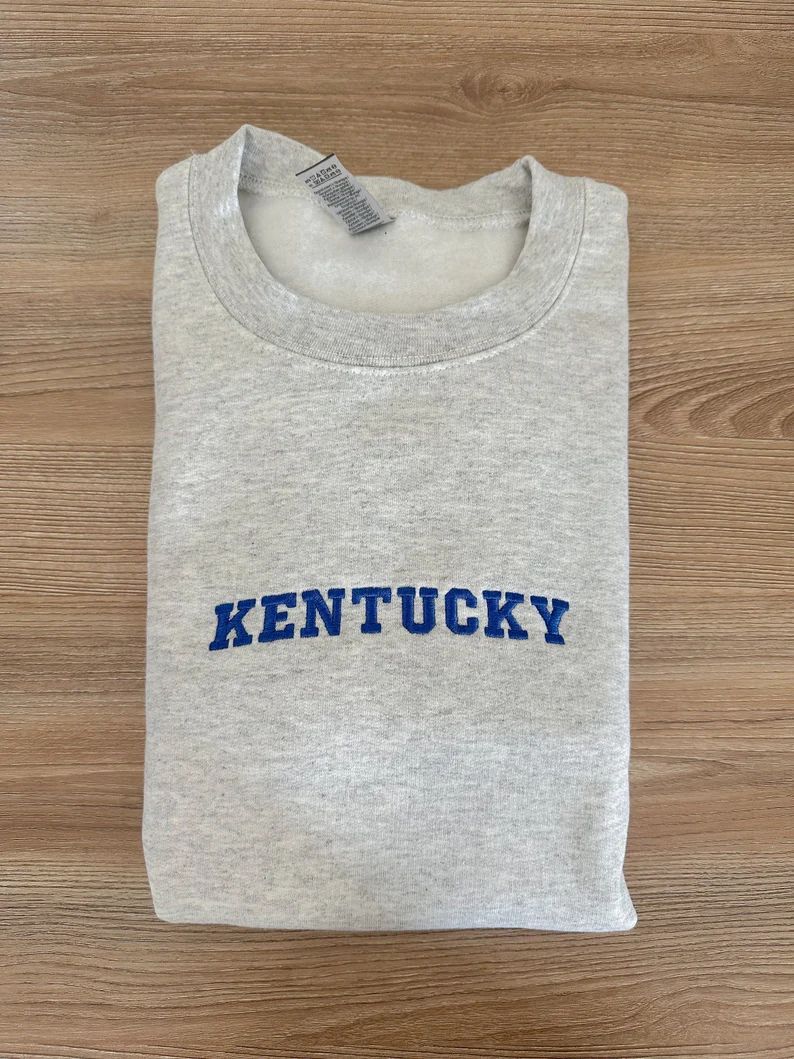 Kentucky Embroidered Crewneck Sweatshirt - Etsy | Etsy (US)