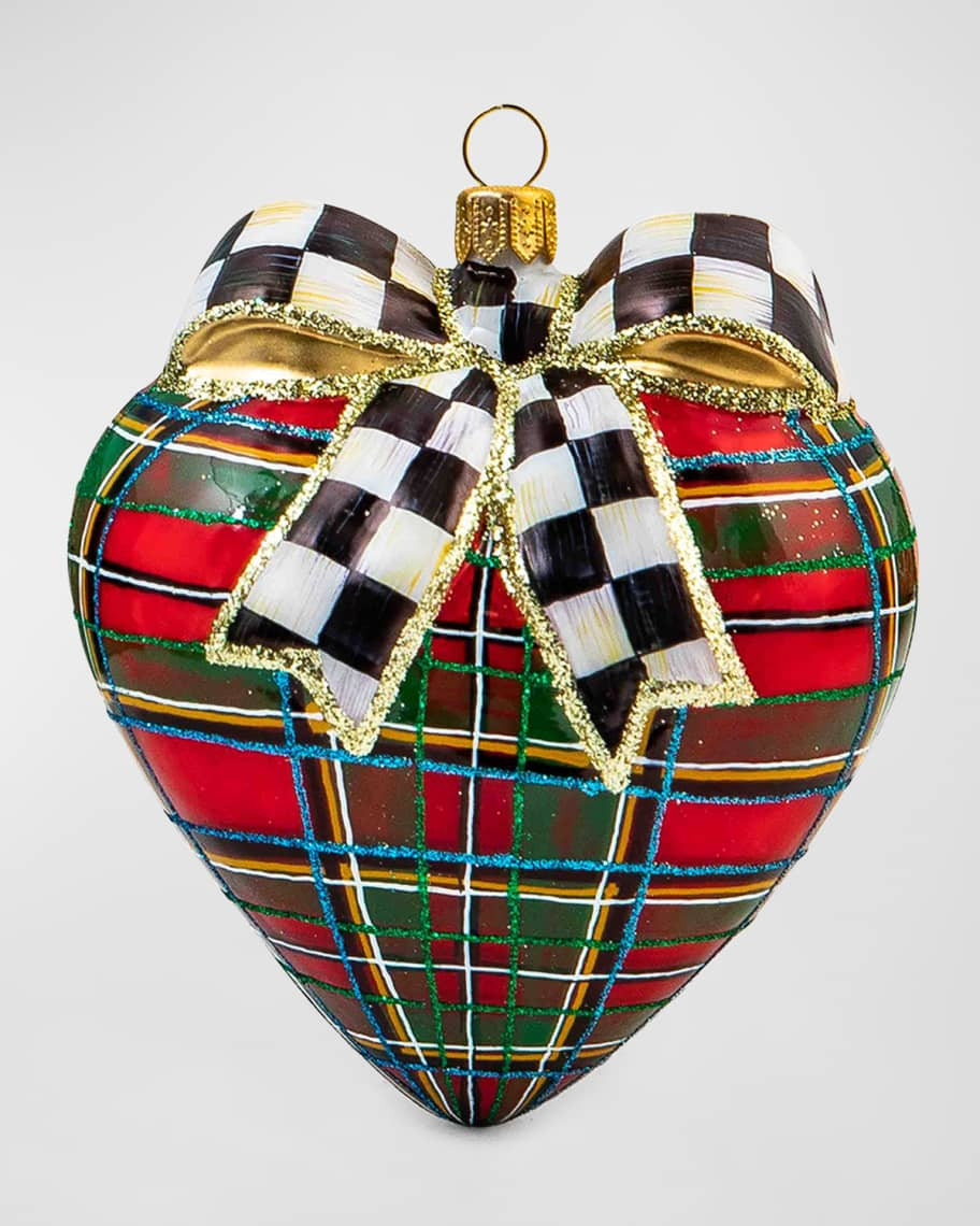 MacKenzie-Childs Tartastic Heart Christmas Ornament | Neiman Marcus