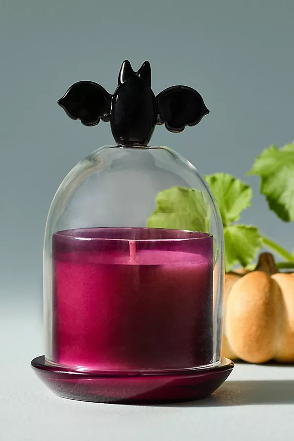 Bat Icon Cloche Pumpkin Oud Glass Candle | Anthropologie (US)
