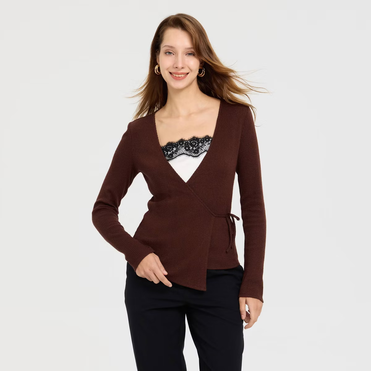 Women's Metallic Rib-Knit Wrap Cardigan - A New Day™ | Target