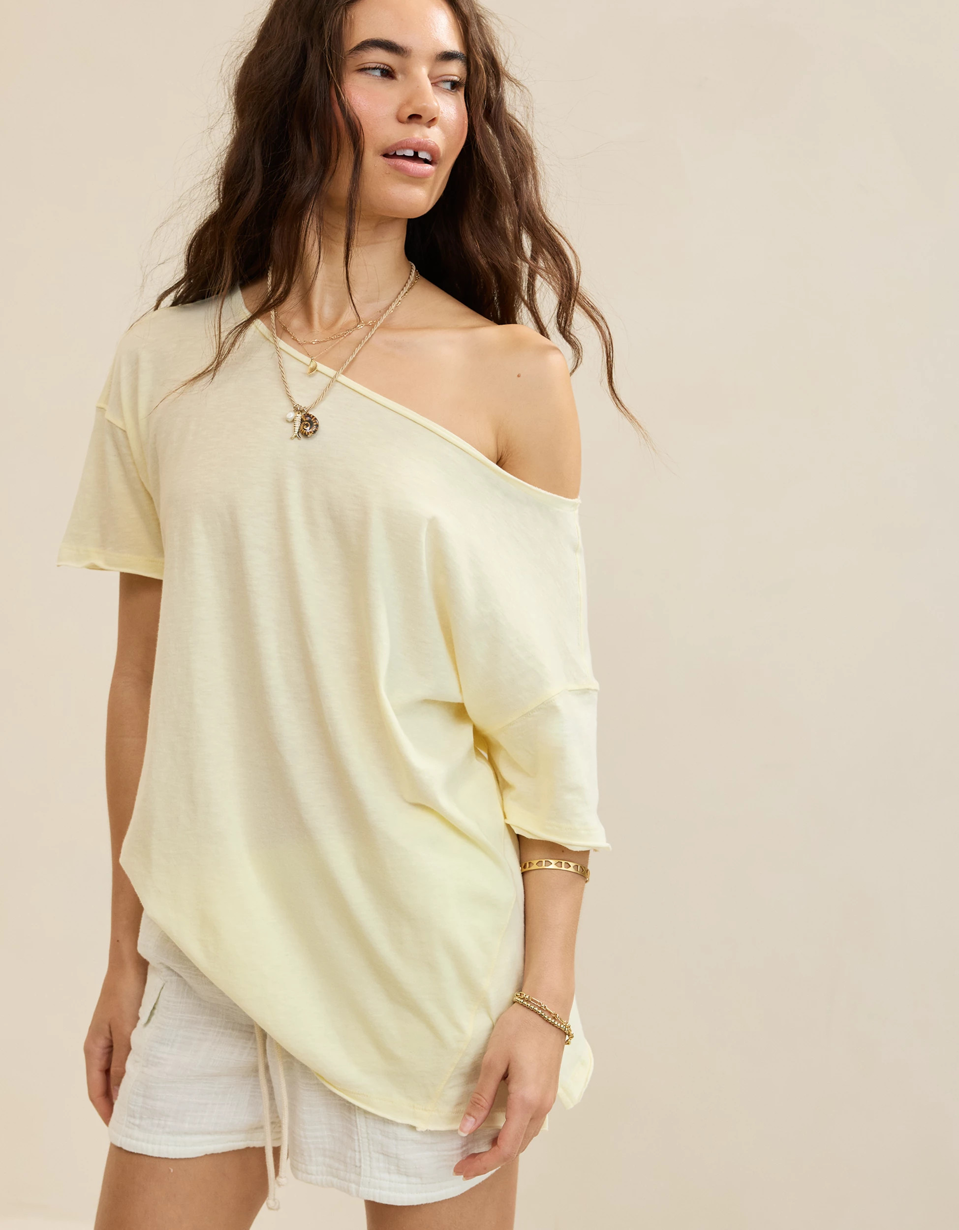 Aerie Off The Shoulder Oversized Boyfriend T-Shirt | Aerie