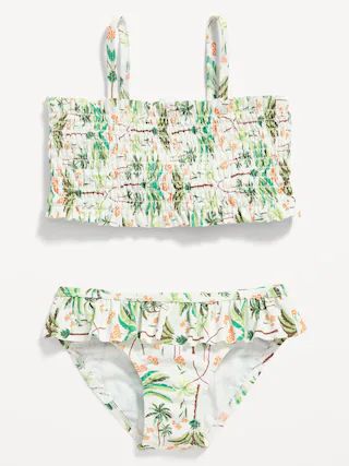 Printed Smocked Tankini & Ruffled Bikini Swim Set for Toddler Girls | Old Navy (US)