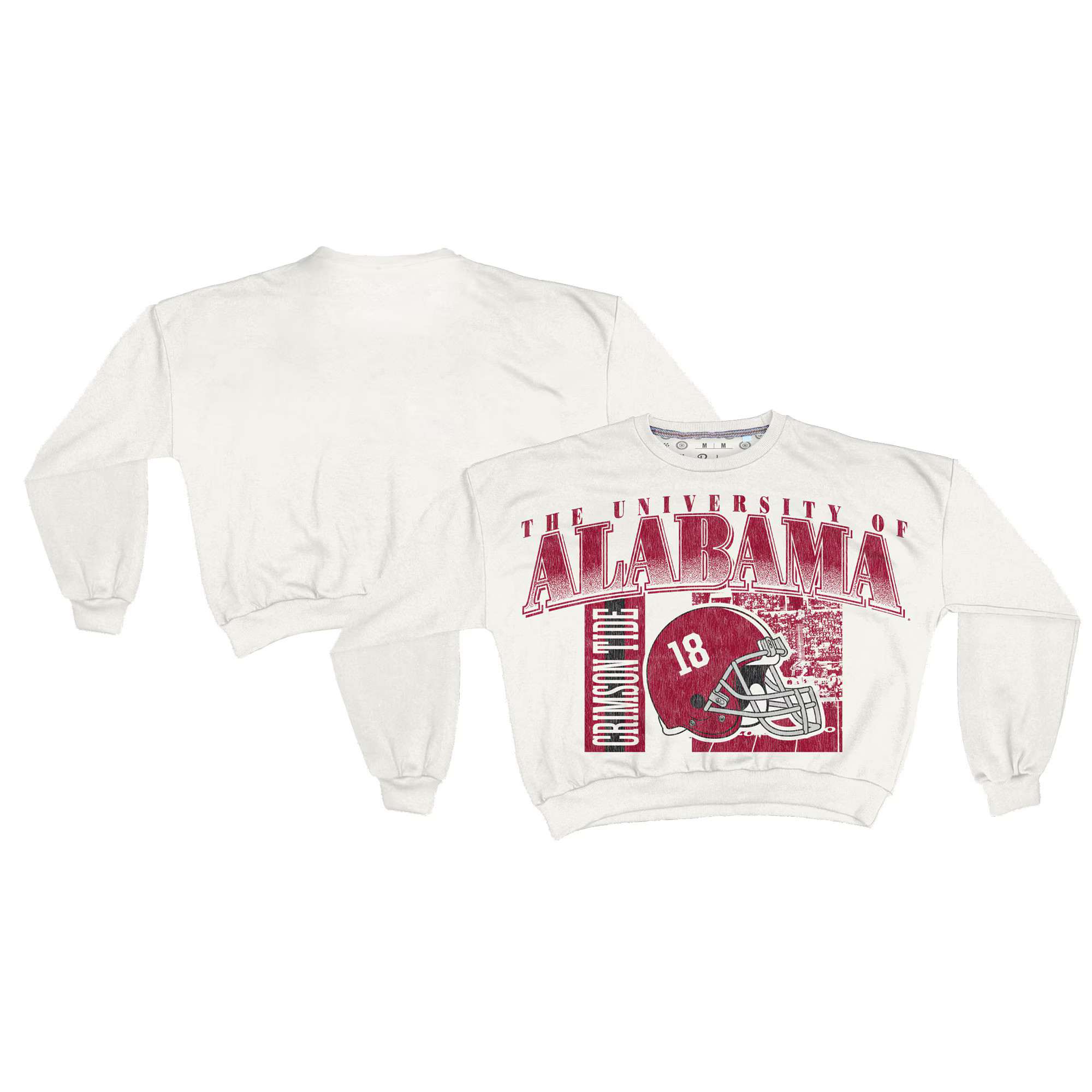 Alabama Crimson Tide Pressbox Women's Oversized Janice Retro Waist-Length Sweatshirt - White | Fanatics