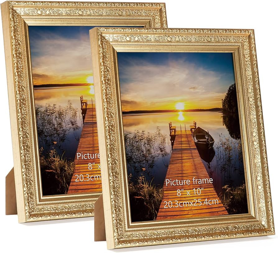 Edenseelake 8x10 Picture Frames Set of 2, Vintage Gold Photo Frame 8 by 10 for Tabletop or Wall D... | Amazon (US)