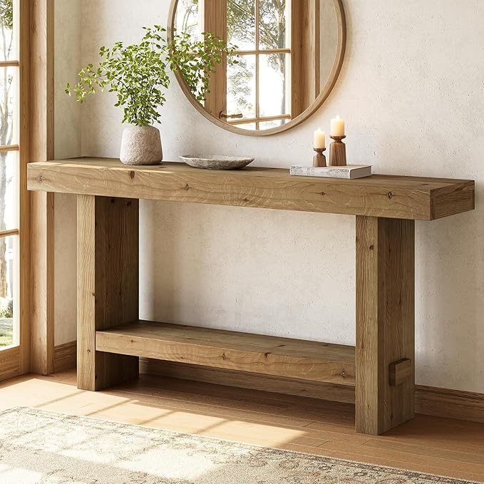 63-Inch Solid Wood Console Table, Farmhouse Entryway Table | Amazon (US)