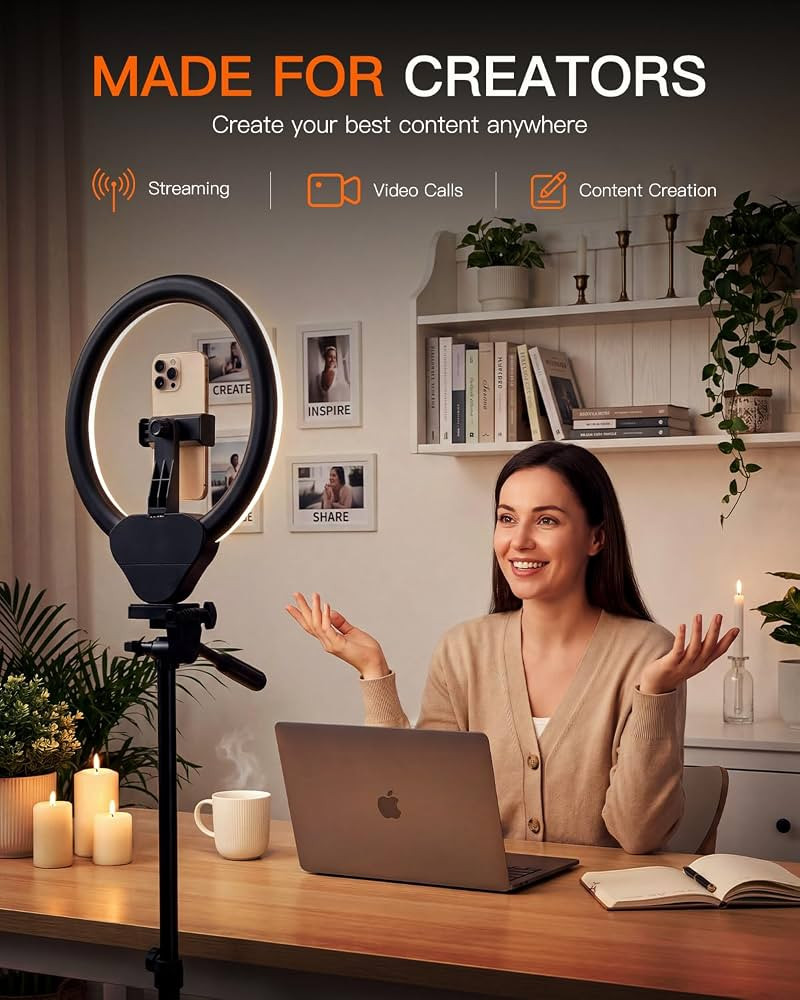 Sensyne Ring Light with Stand, 50" Phone Tripod for iPhone & Android, LED Ring Light with Remote,... | Amazon (US)