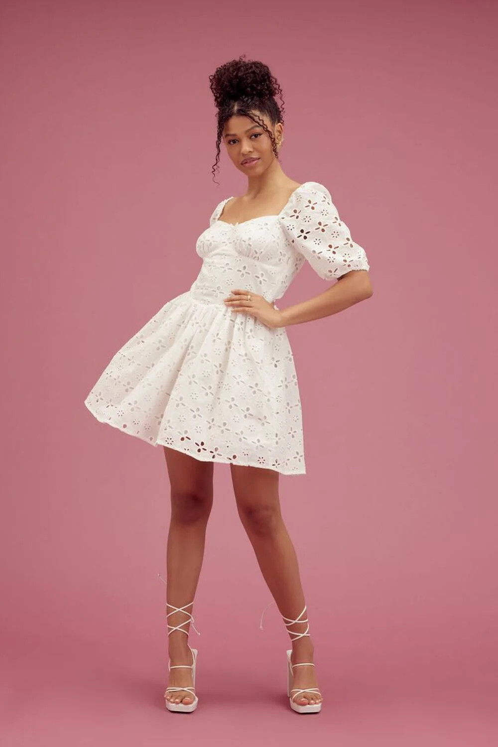 Eyelet Fit & Flare Mini Dress | Forever 21 (US)