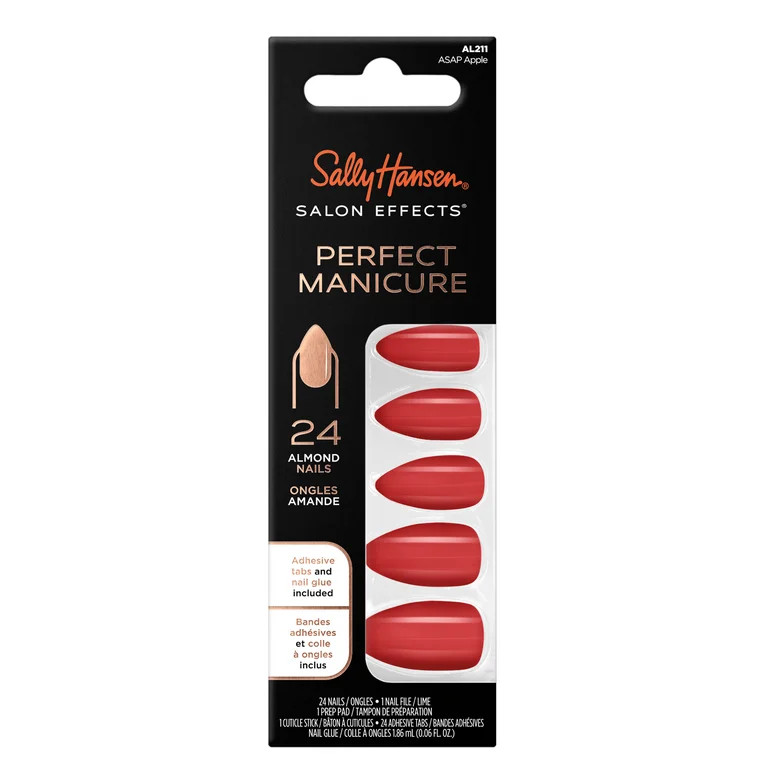 Sally Hansen Perfect Manicure Press on Nail Kit, Almond, ASAP Apple, 24pcs | Walmart (US)