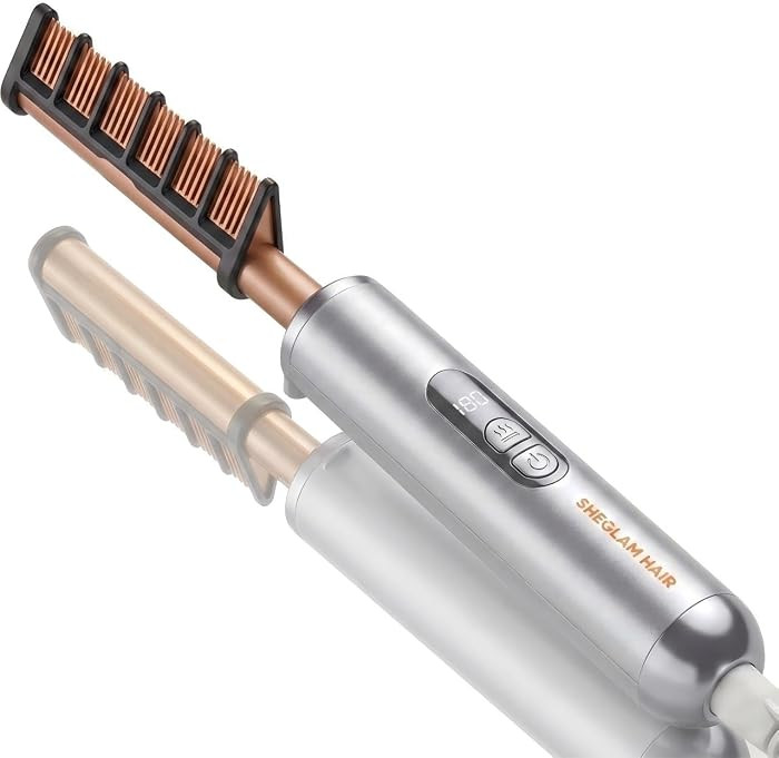 SHEGLAM Hot Comb Straightener Brush for Black Women Hair \u2013 30s Fast Heating, 5 Temperature S... | Amazon (US)