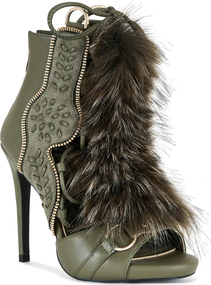Shainy Faux Fur Open Toe Bootie (Women) | Nordstrom