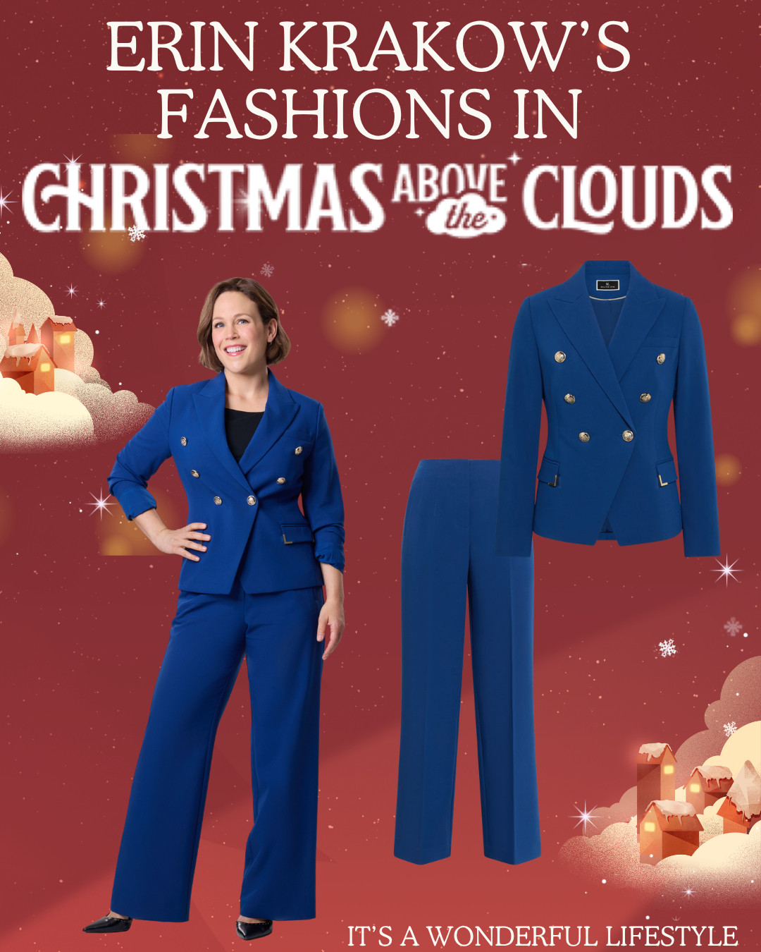 Christmas is in the air — and soaring above the clouds — in this whimsical, Scrooge-inspired Hallmark movie starring When Calls the Heart’s Erin Krakow.

✨ Get Erin’s Blue Pant Suit seen Christmas Above the Clouds!

Erin's exact suit is available but I can not link it through my LTK... designer Melanie Lyne. 

Here are some great similar options.
 

 

#LTKStyleTip #LTKHoliday #LTKSeasonal